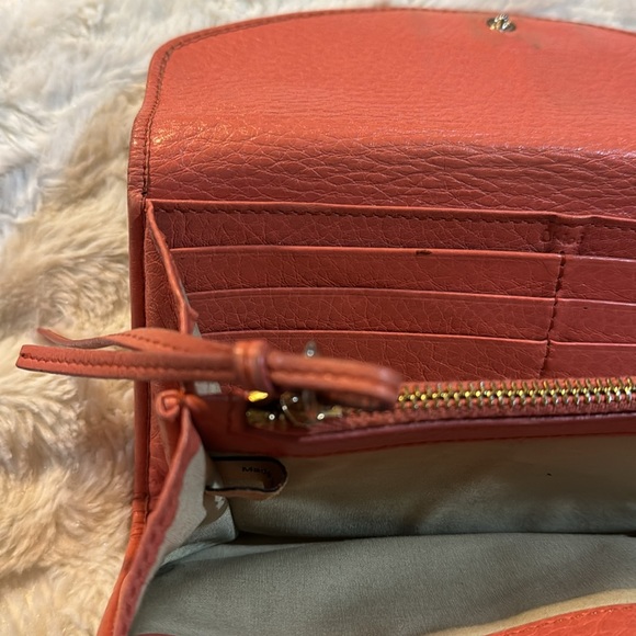 Chloe Peach Wallet With A Snappy Snap Button & Zipper is Zippy - Picture 4 of 16